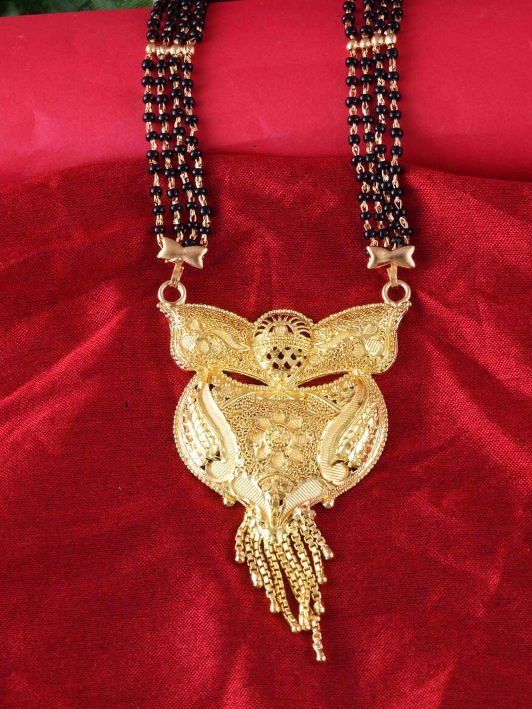 

MEENAZ Gold-Plated Beaded Traditional Mangalsutra