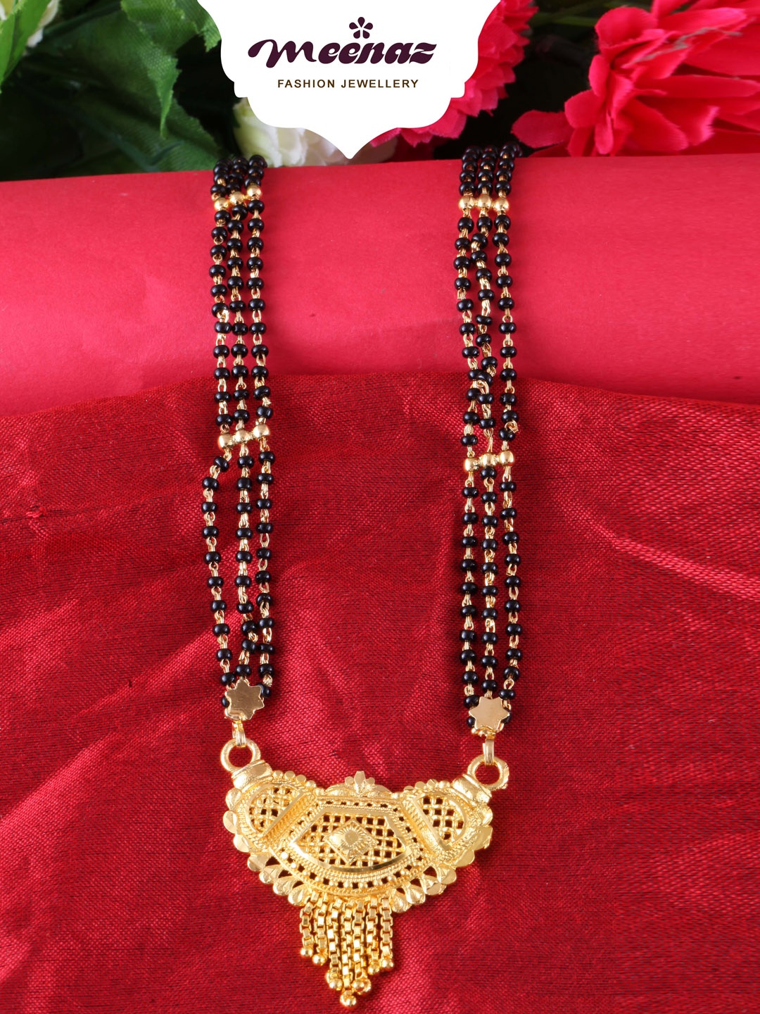

MEENAZ Gold-Plated Beaded Mangalsutra