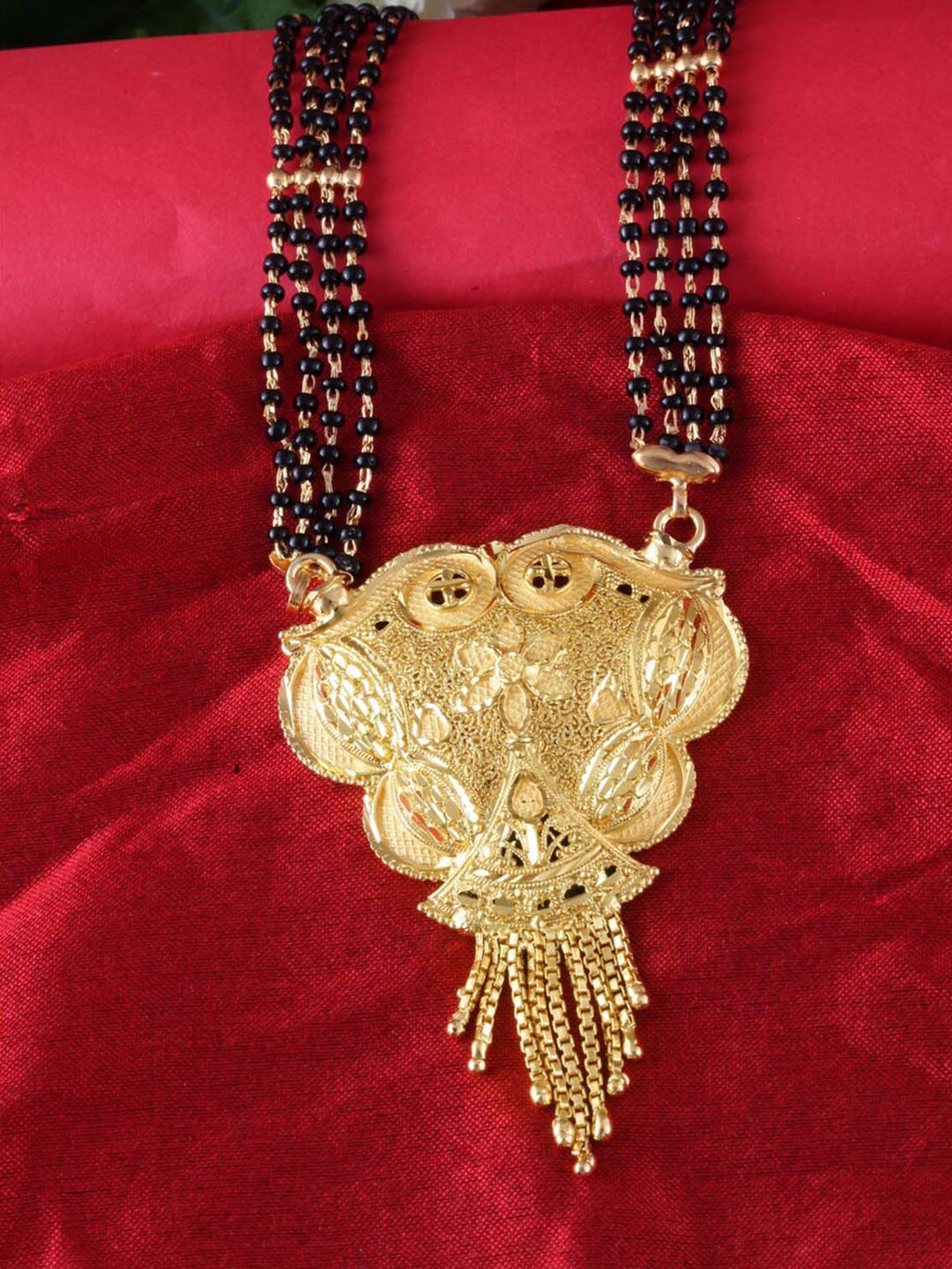 

MEENAZ Gold-Plated Beaded Traditional Mangalsutra