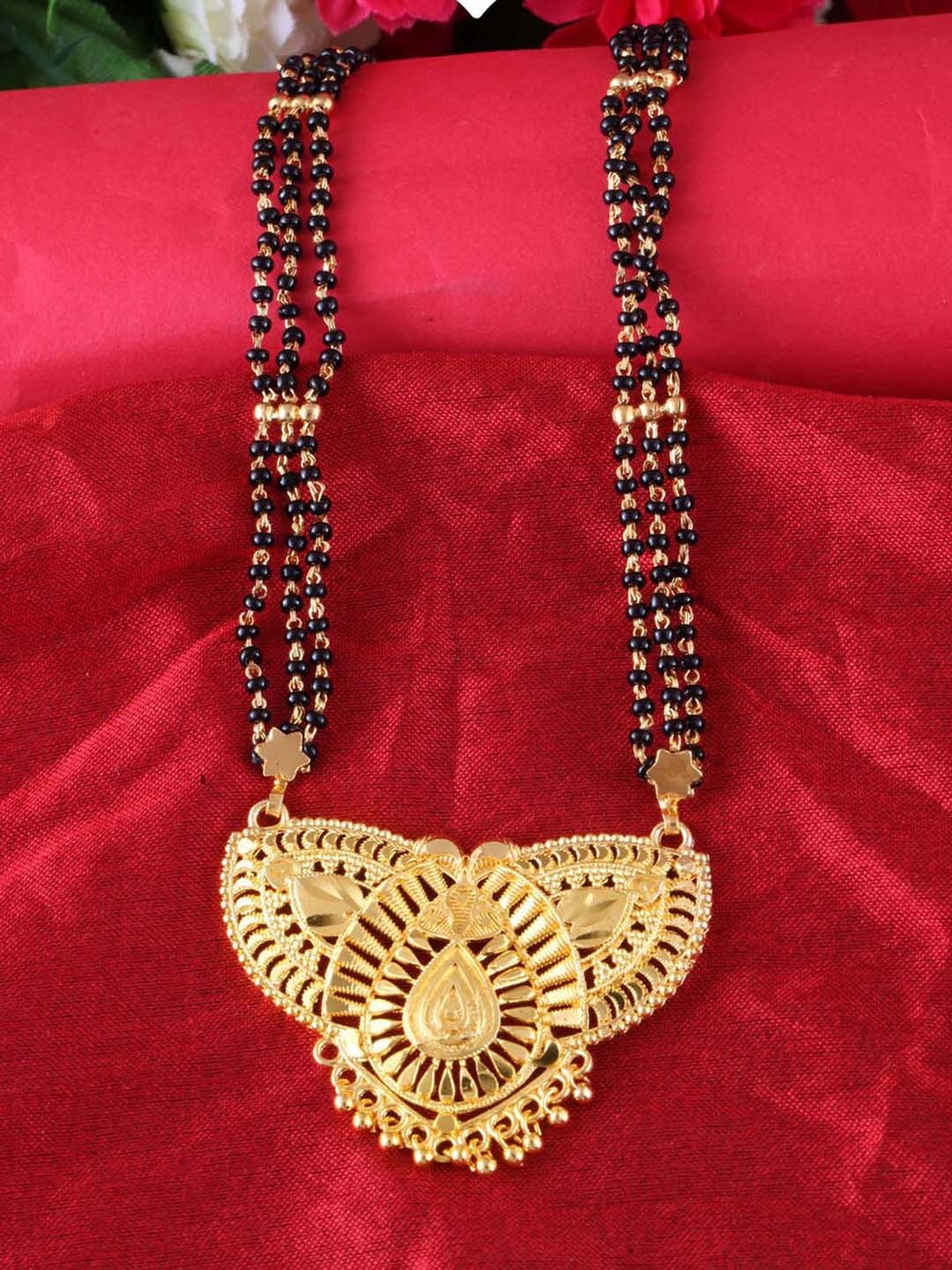 

MEENAZ Gold-Plated Beaded Stone-Studded Traditional Mangalsutra