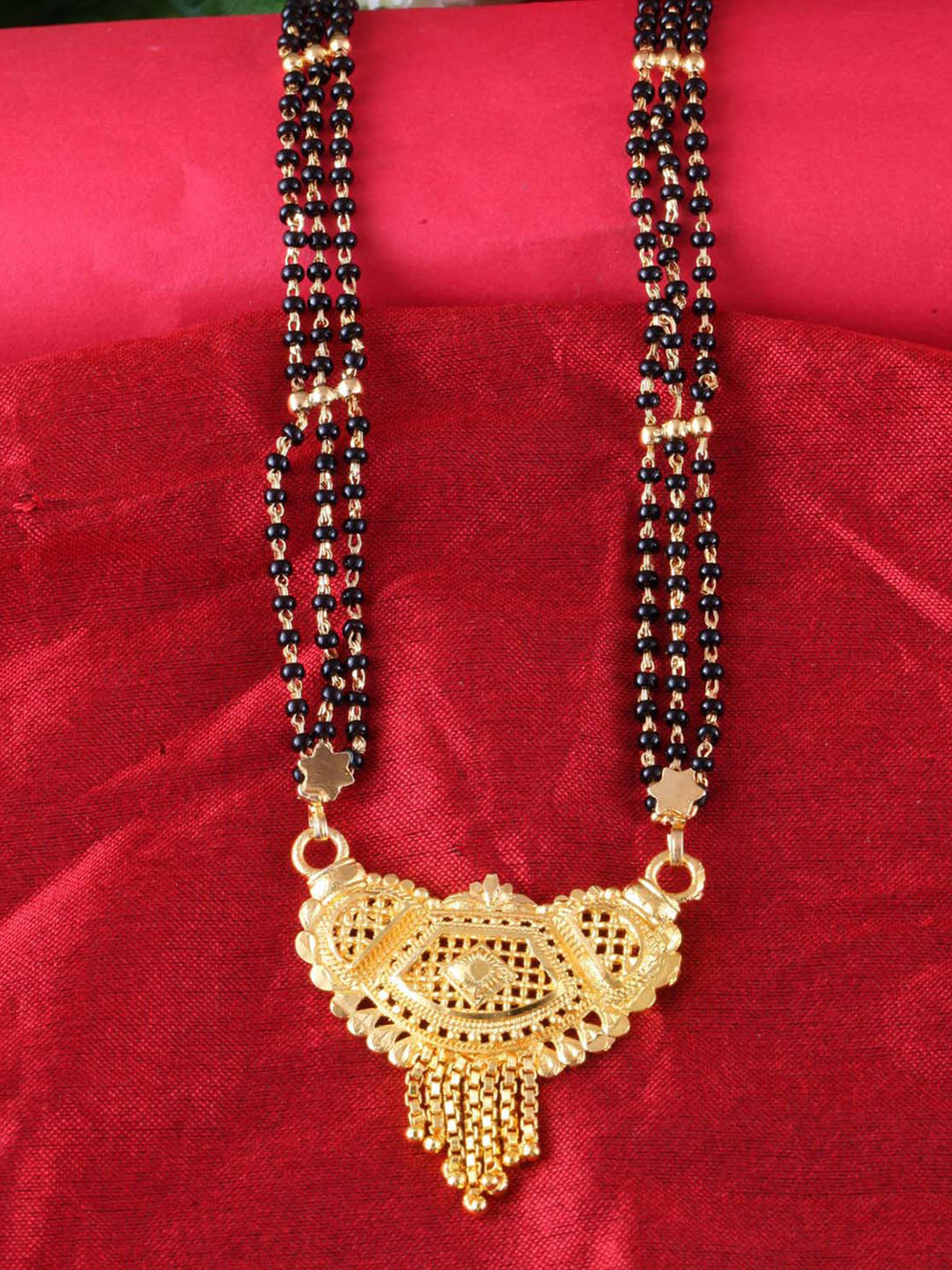 

MEENAZ Gold-Plated Beaded Traditional Mangalsutra