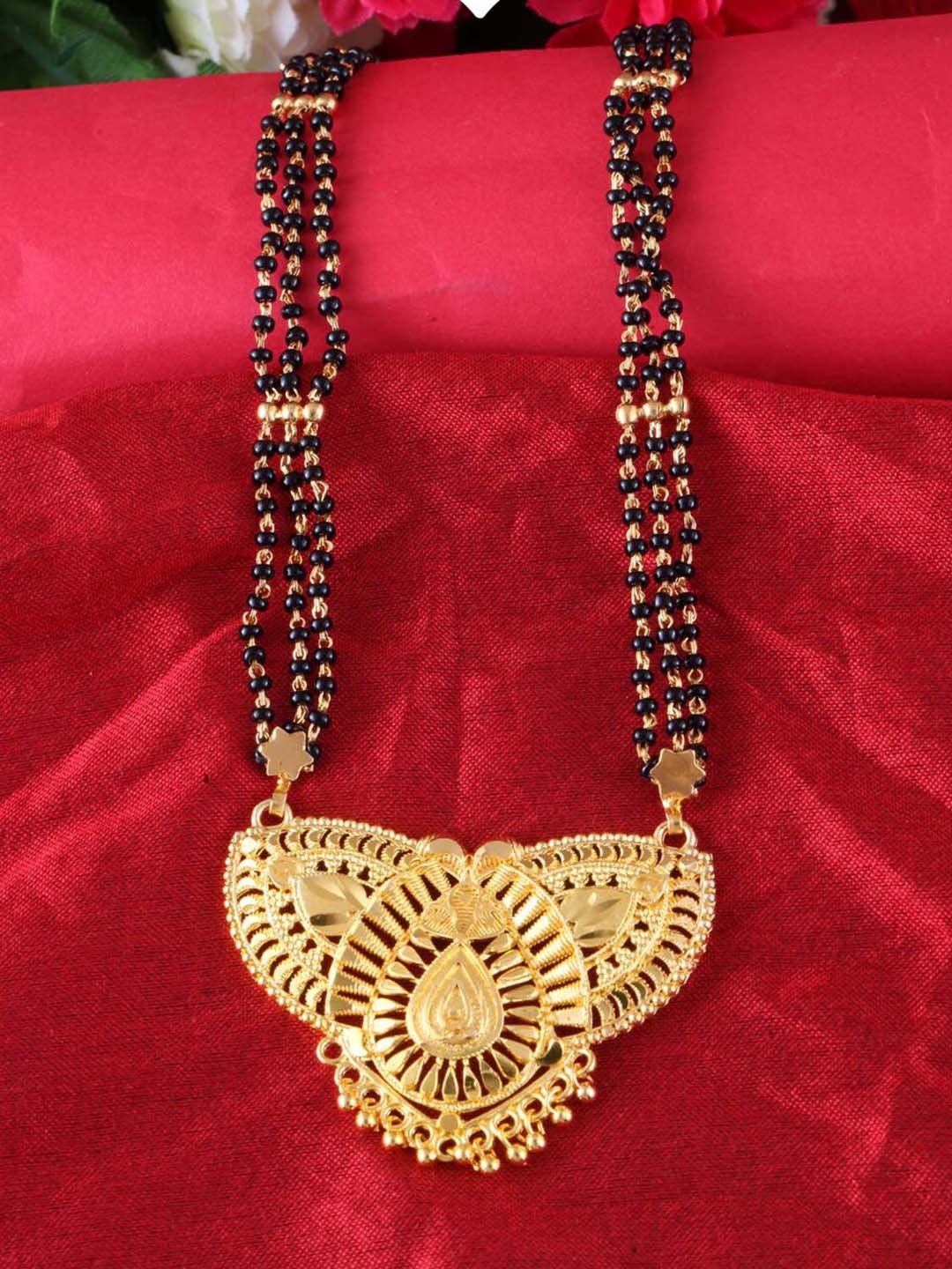 

MEENAZ Gold-Plated Beaded Traditional Mangalsutra