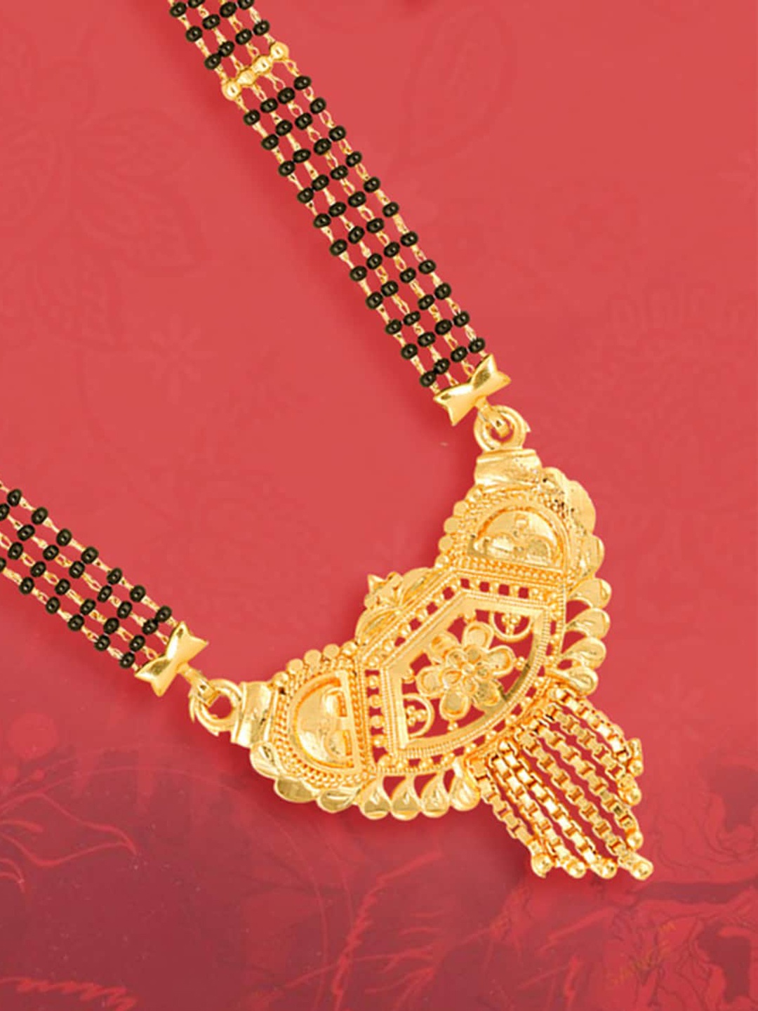 

MEENAZ Gold-Plated Ethnic Motif Designed Brass Mangalsutra