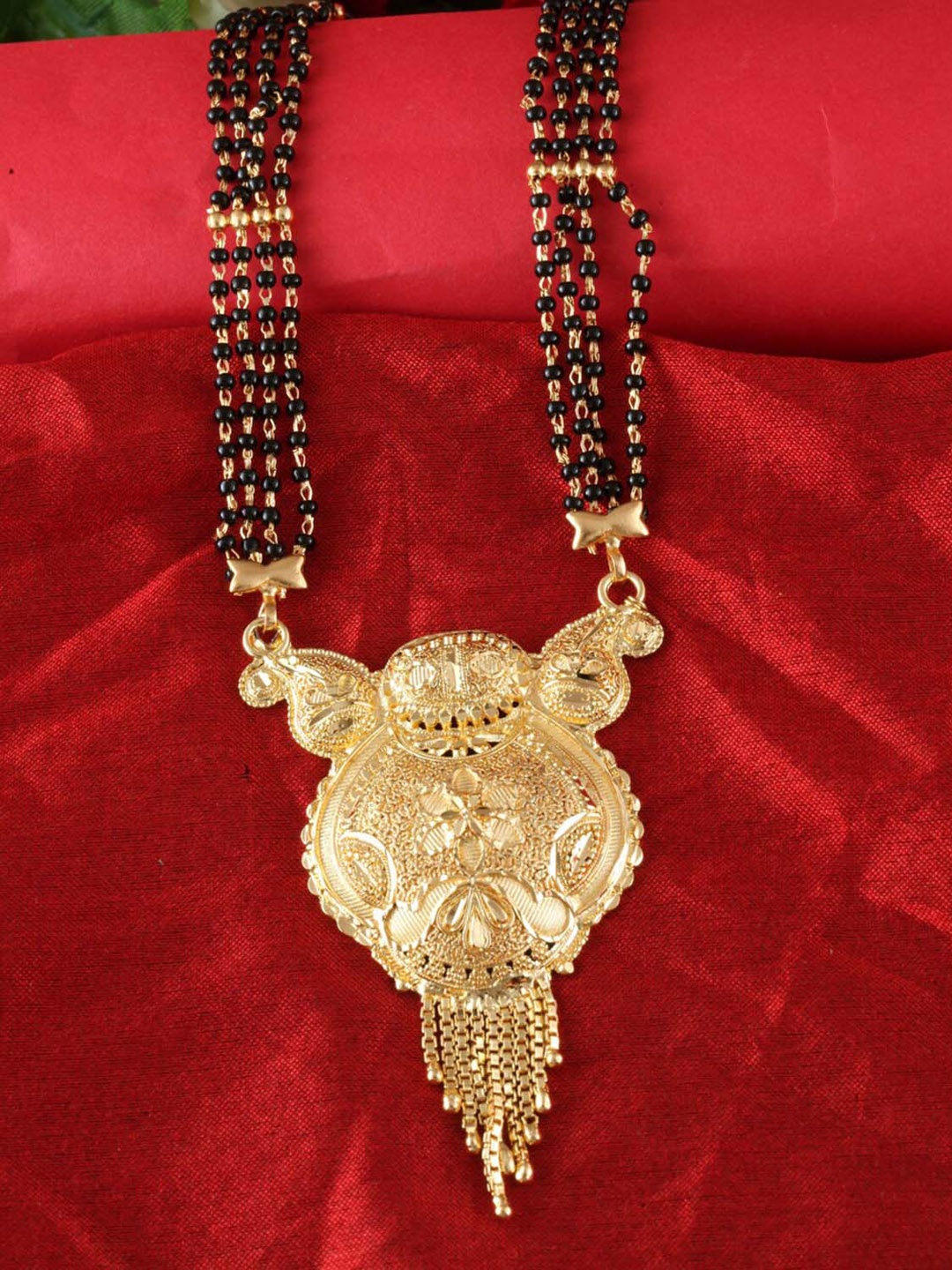 

MEENAZ Gold-Plated Beaded Stone-Studded Traditional Mangalsutra