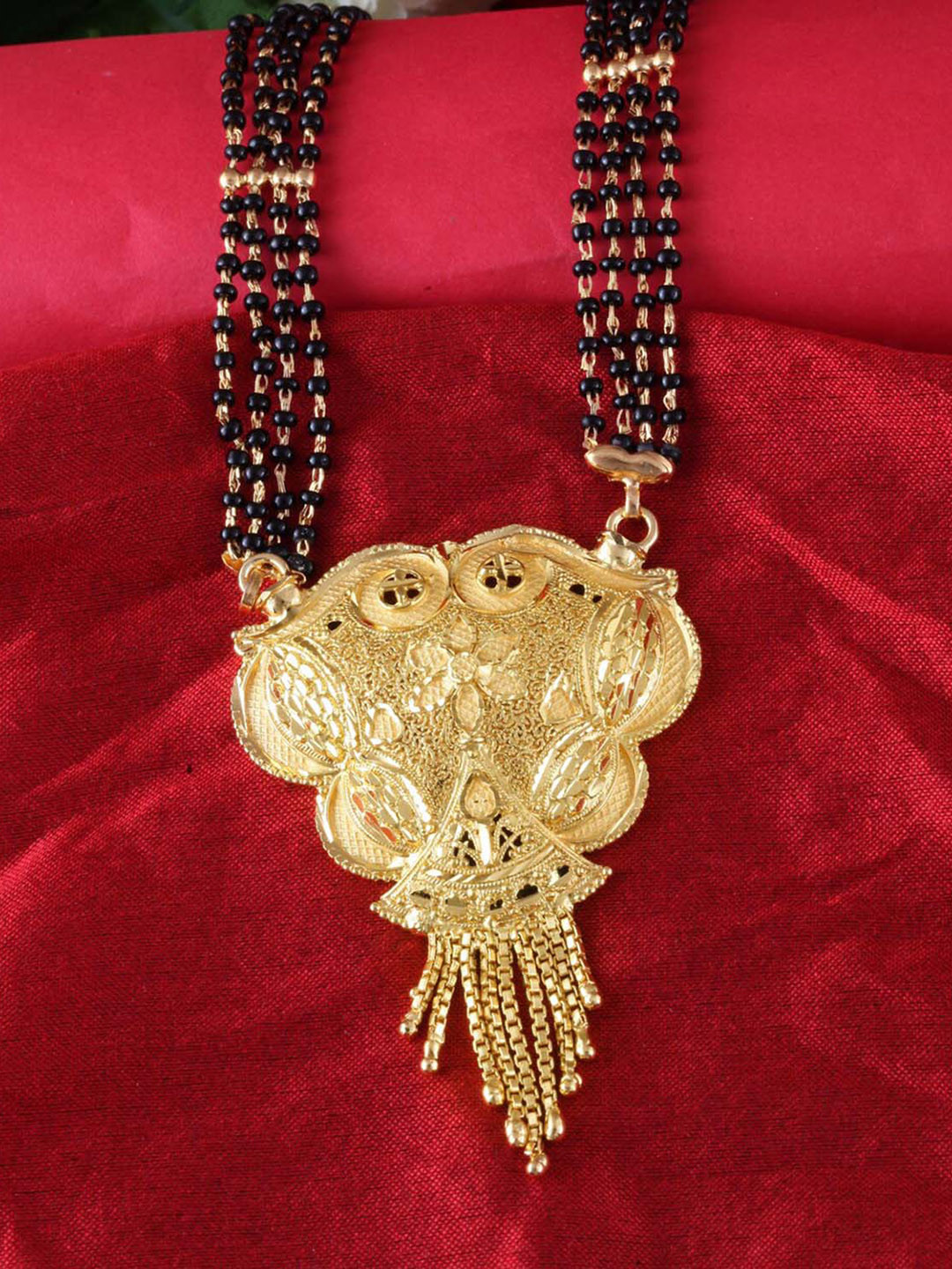 

MEENAZ Gold-Plated Beaded Mangalsutra