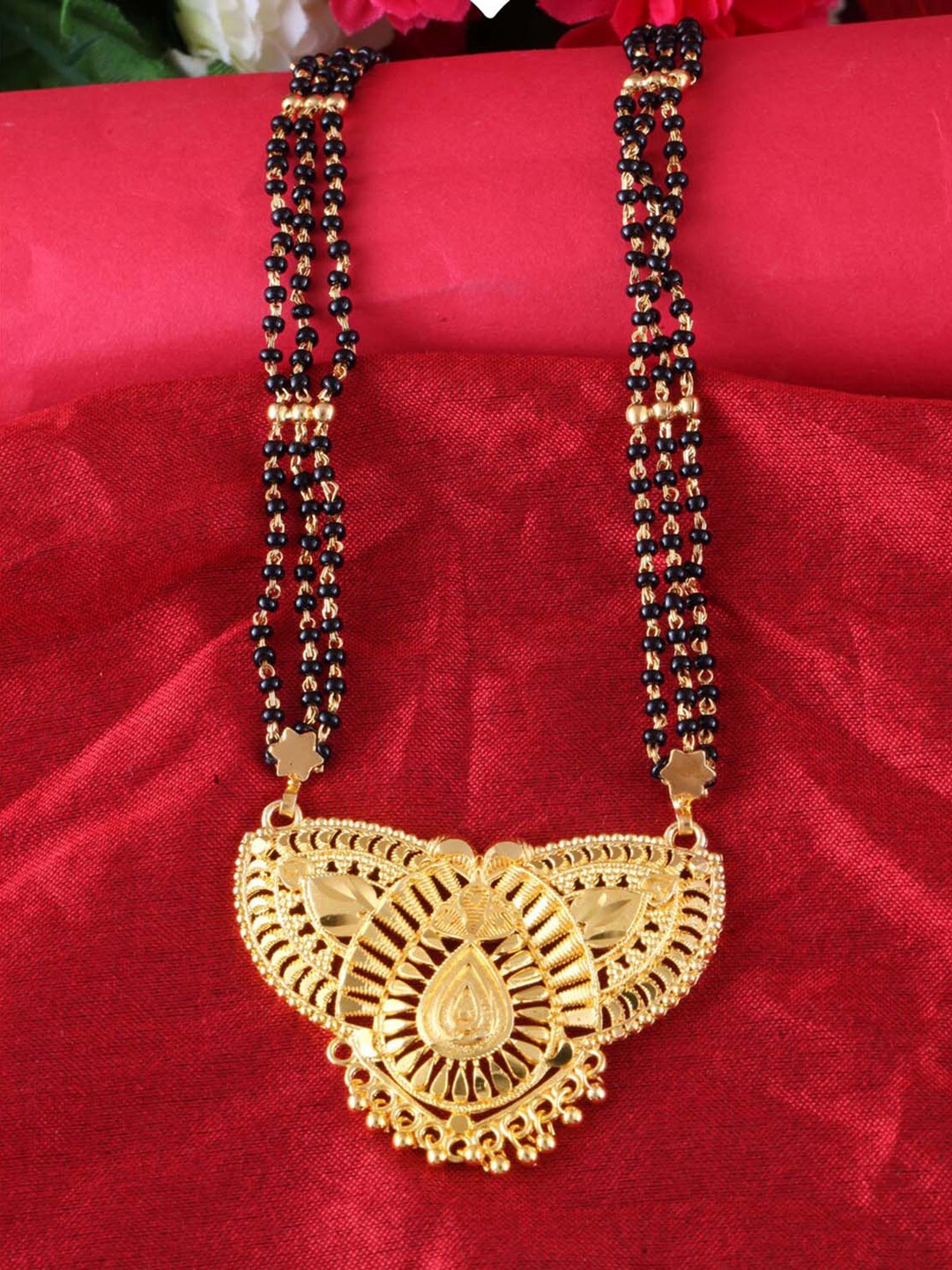 

MEENAZ Gold-Plated Beaded Traditional Mangalsutra