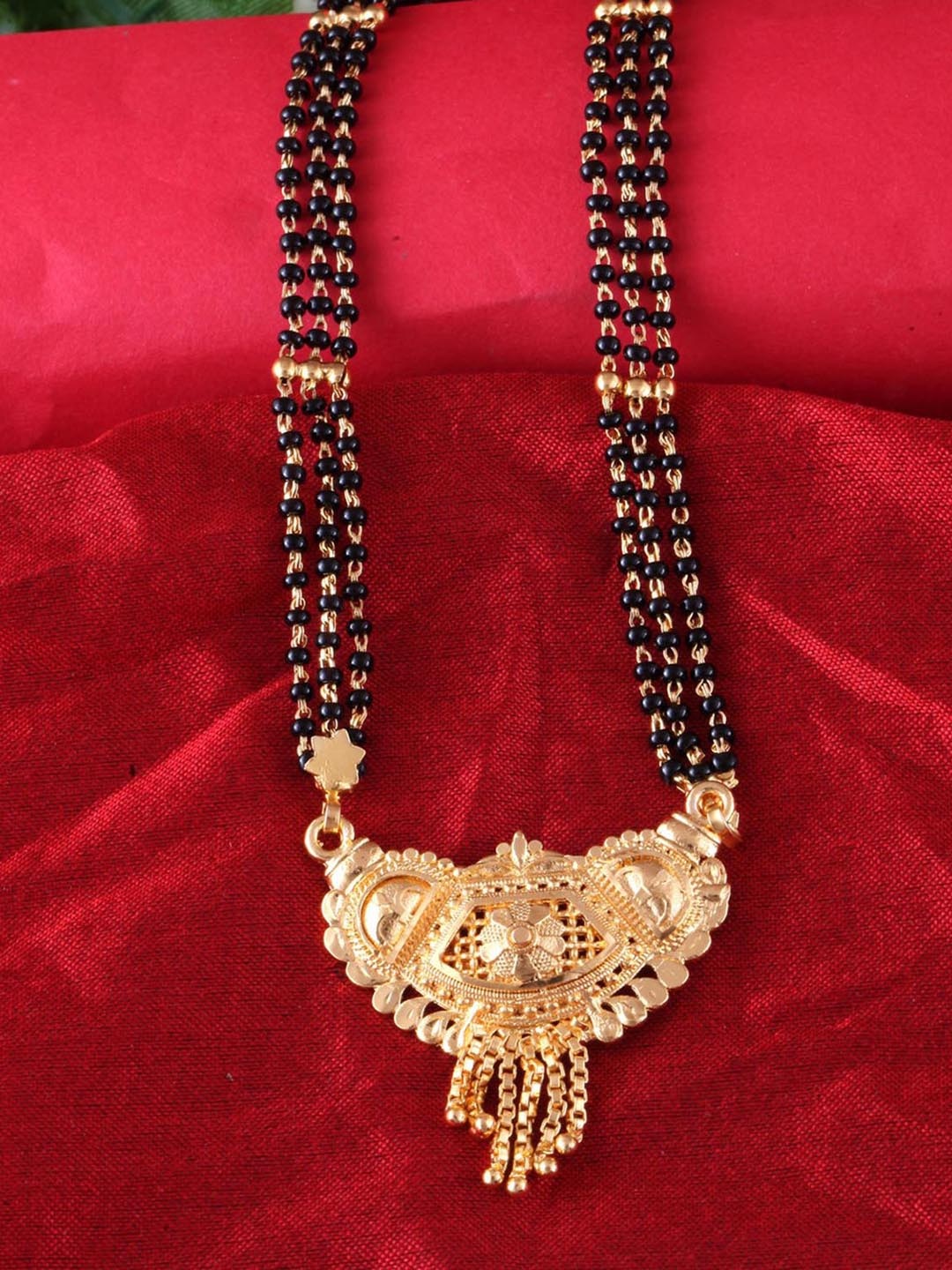 

MEENAZ Gold-Plated Beaded Mangalsutra