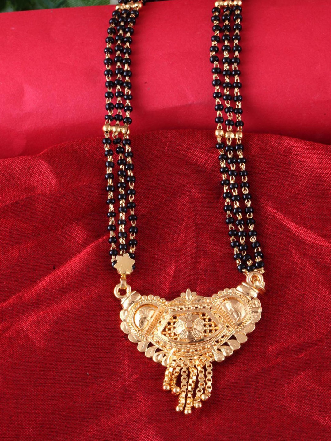 

MEENAZ Gold-Plated Beaded Mangalsutra