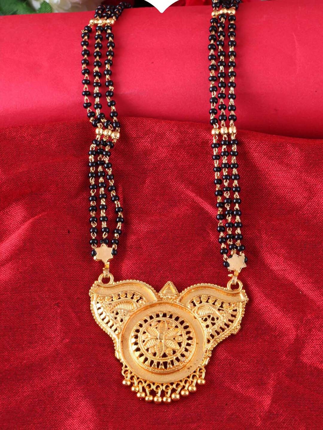 

MEENAZ Gold-Plated Beaded Traditional Mangalsutra