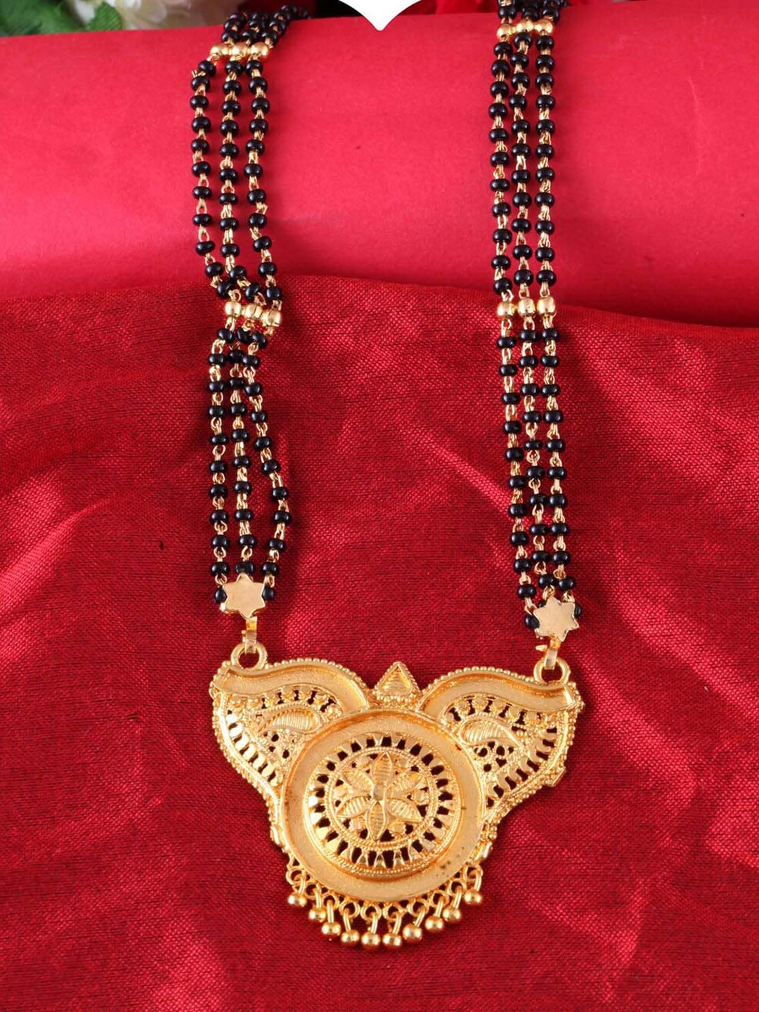 

MEENAZ Gold-Plated Beaded Mangalsutra