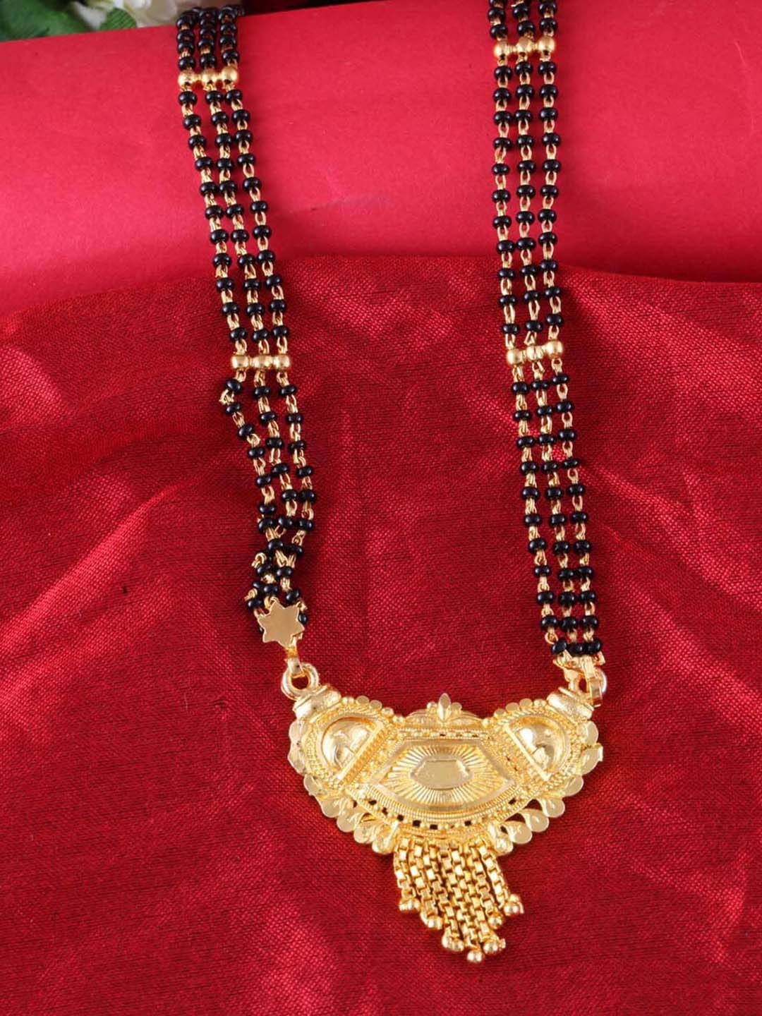 

MEENAZ Gold-Plated Beaded Traditional Mangalsutra