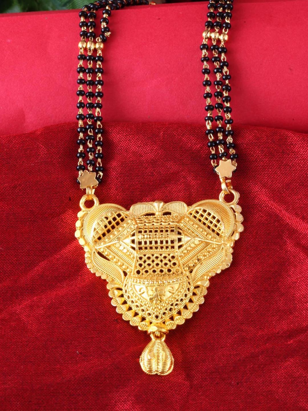 

MEENAZ Gold-Plated Beaded Traditional Mangalsutra