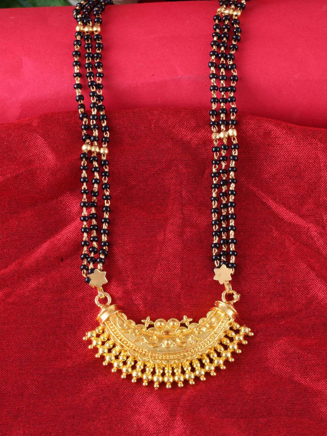 

MEENAZ Gold-Plated Long Chain Traditional Beads Pendant Mangalsutra