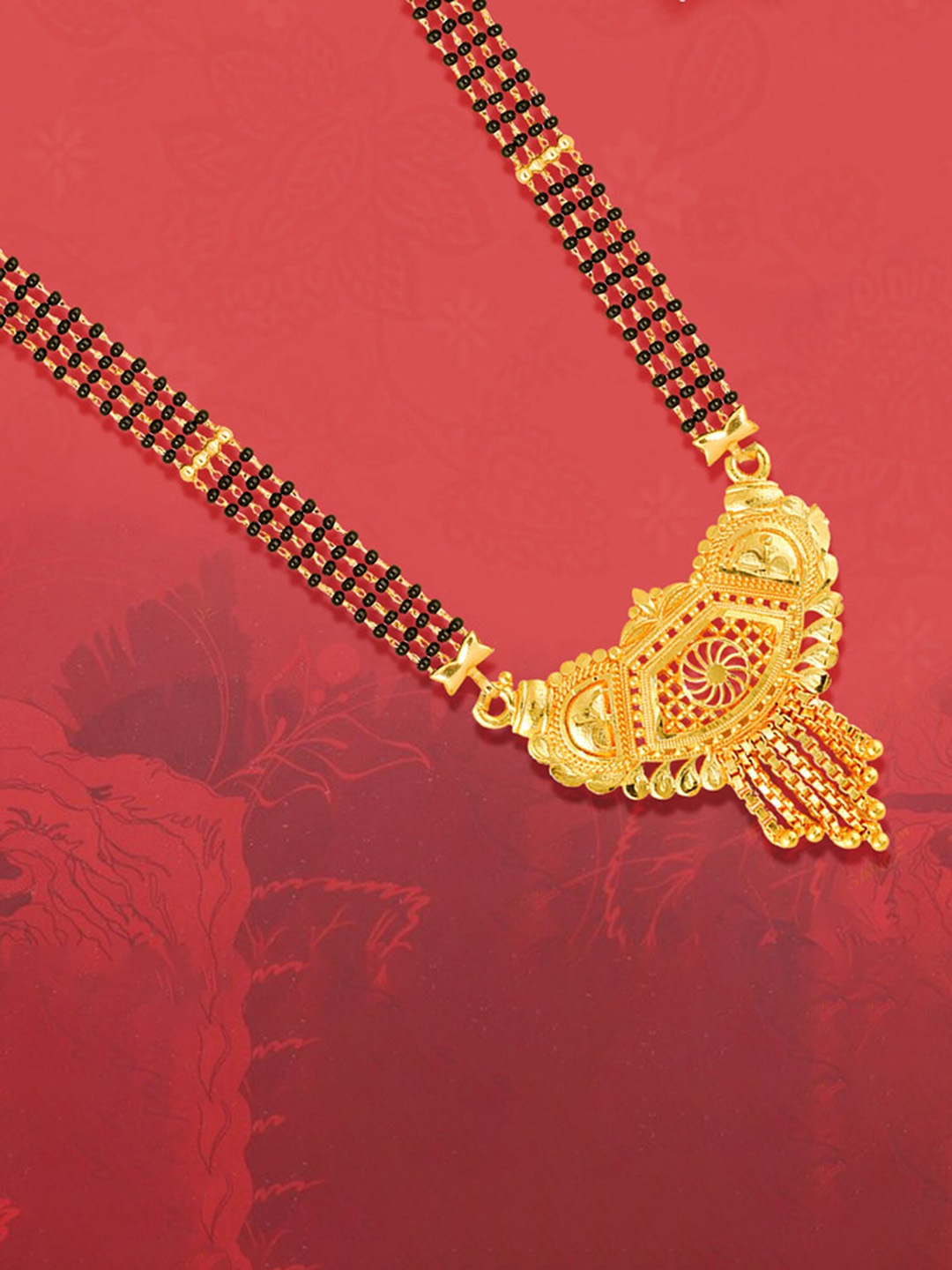 

MEENAZ Gold-Plated Beaded Mangalsutra