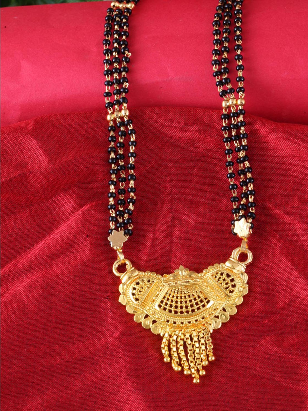 

MEENAZ Gold-Plated Beaded Traditional Mangalsutra