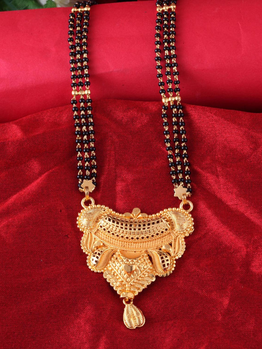 

MEENAZ Gold-Plated Beaded Traditional Mangalsutra