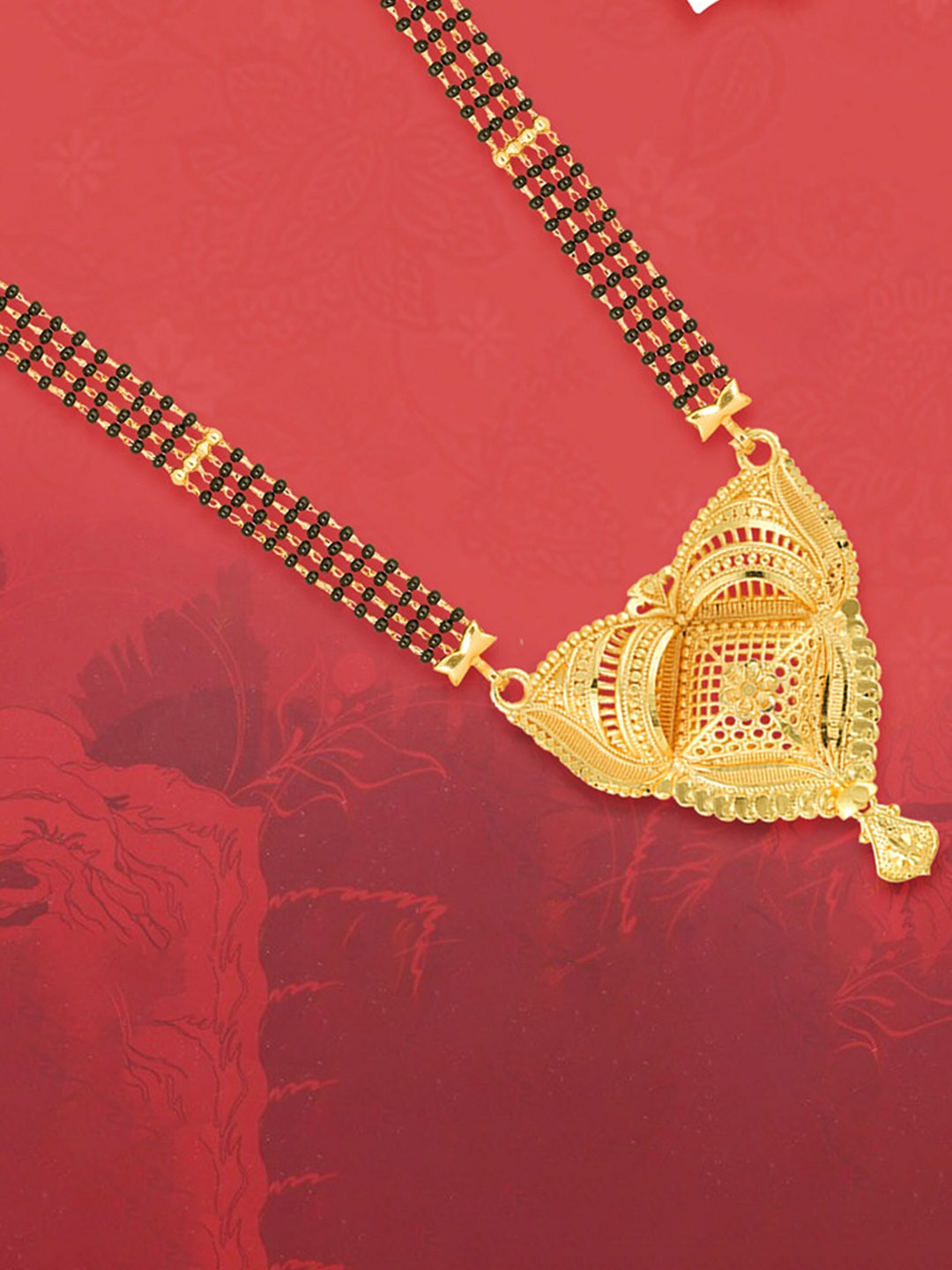 

MEENAZ Gold-Plated Artificial Stone & Beads Traditional Long Mangalsutra