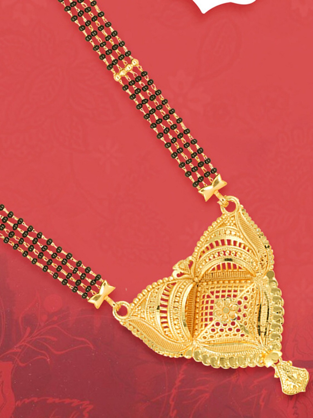 

MEENAZ Gold-Plated Artificial Stone & Beaded Traditional Long Mangalsutra