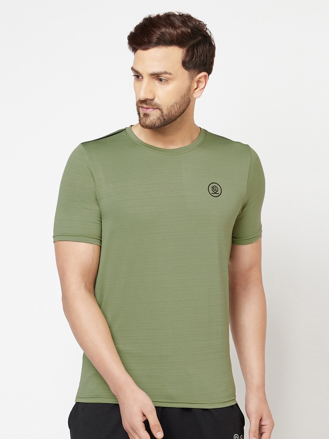 

GLITO Round Neck Short Sleeves Cotton T-shirt, Green