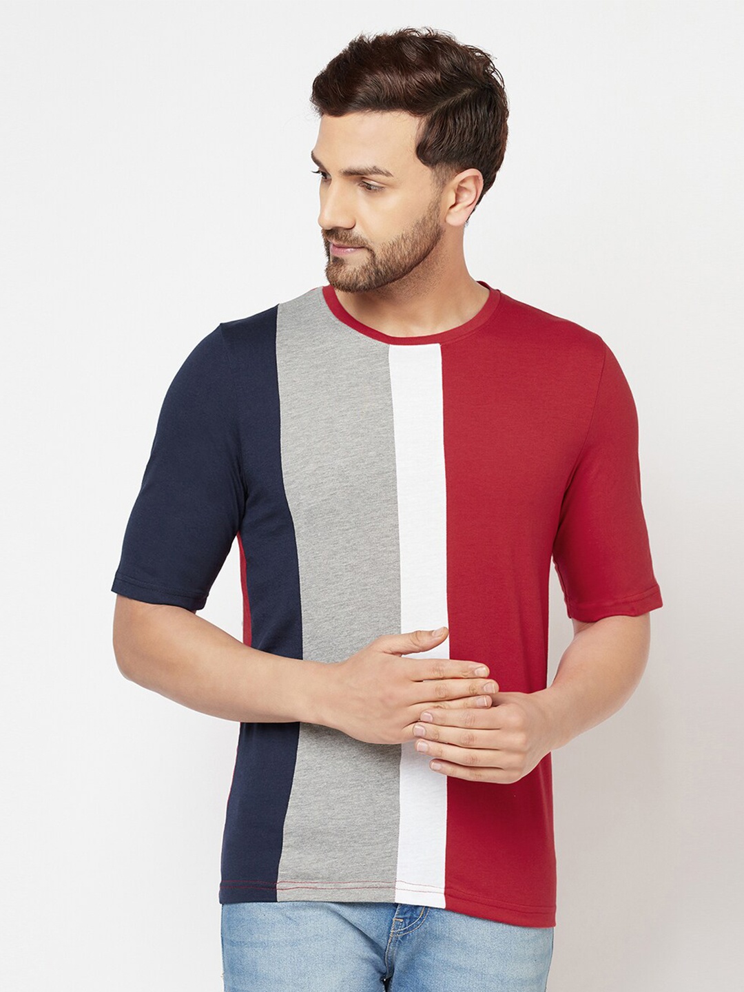 

GLITO Colourblocked Cotton T-shirt, Grey