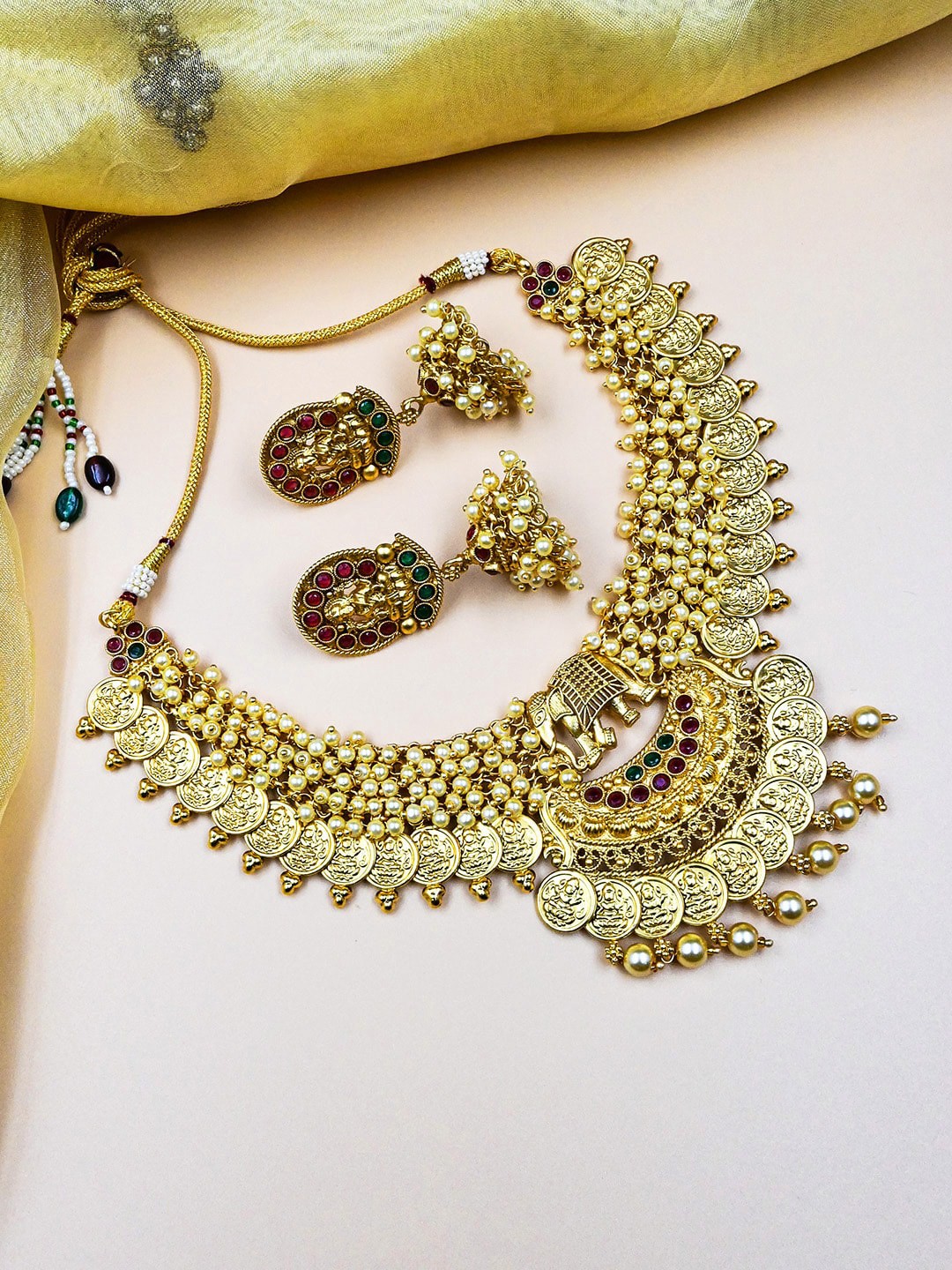 

StileAdda Gold-Plated Temple Necklace Set