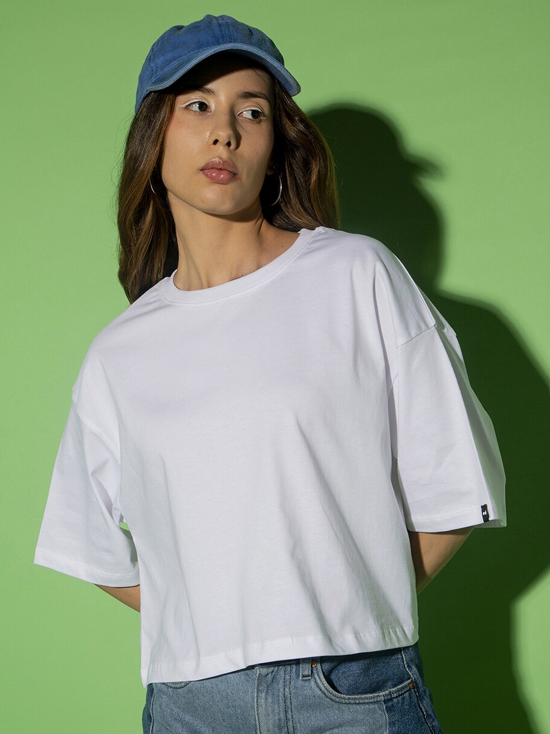 

Bewakoof White Drop-Shoulder Sleeves T-Shirt