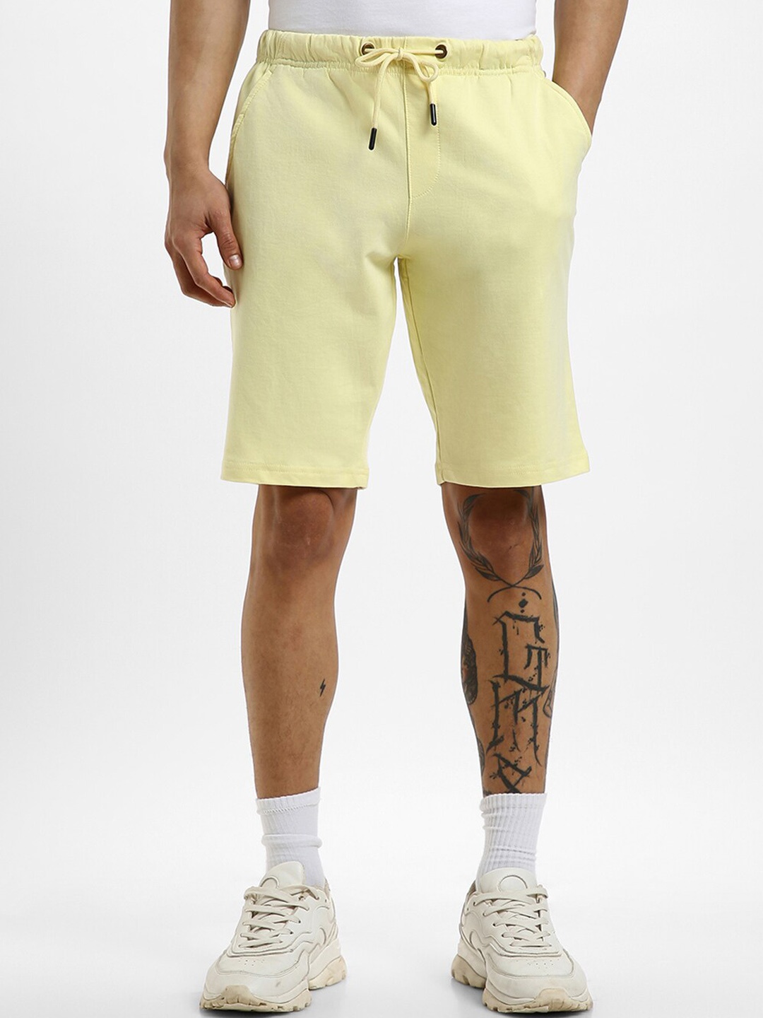 

Bewakoof Men Regular Fit Cotton Shorts, Yellow
