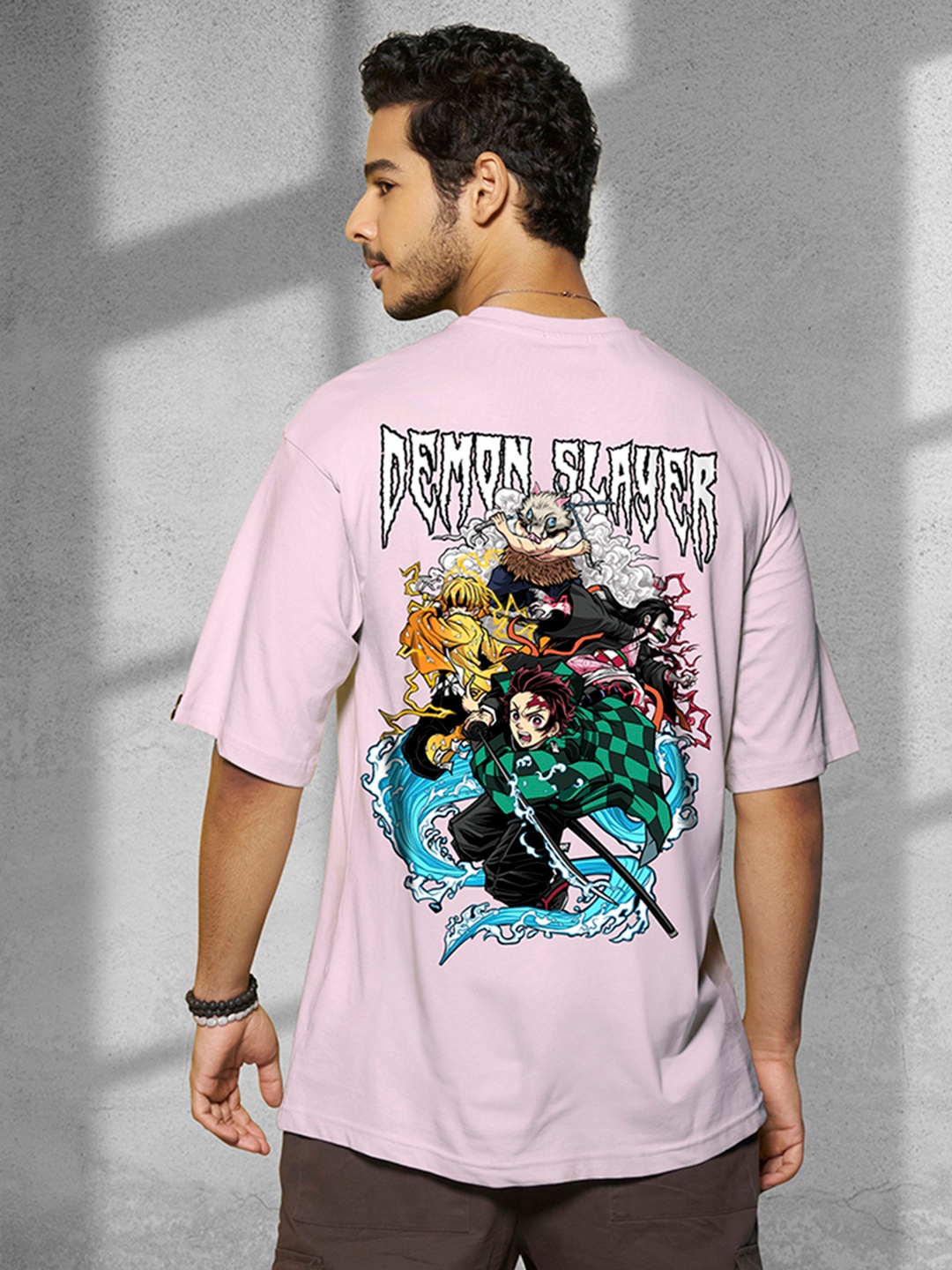 

Bewakoof Men's Purple Slayer Squad Graphic Printed Oversized T-shirt