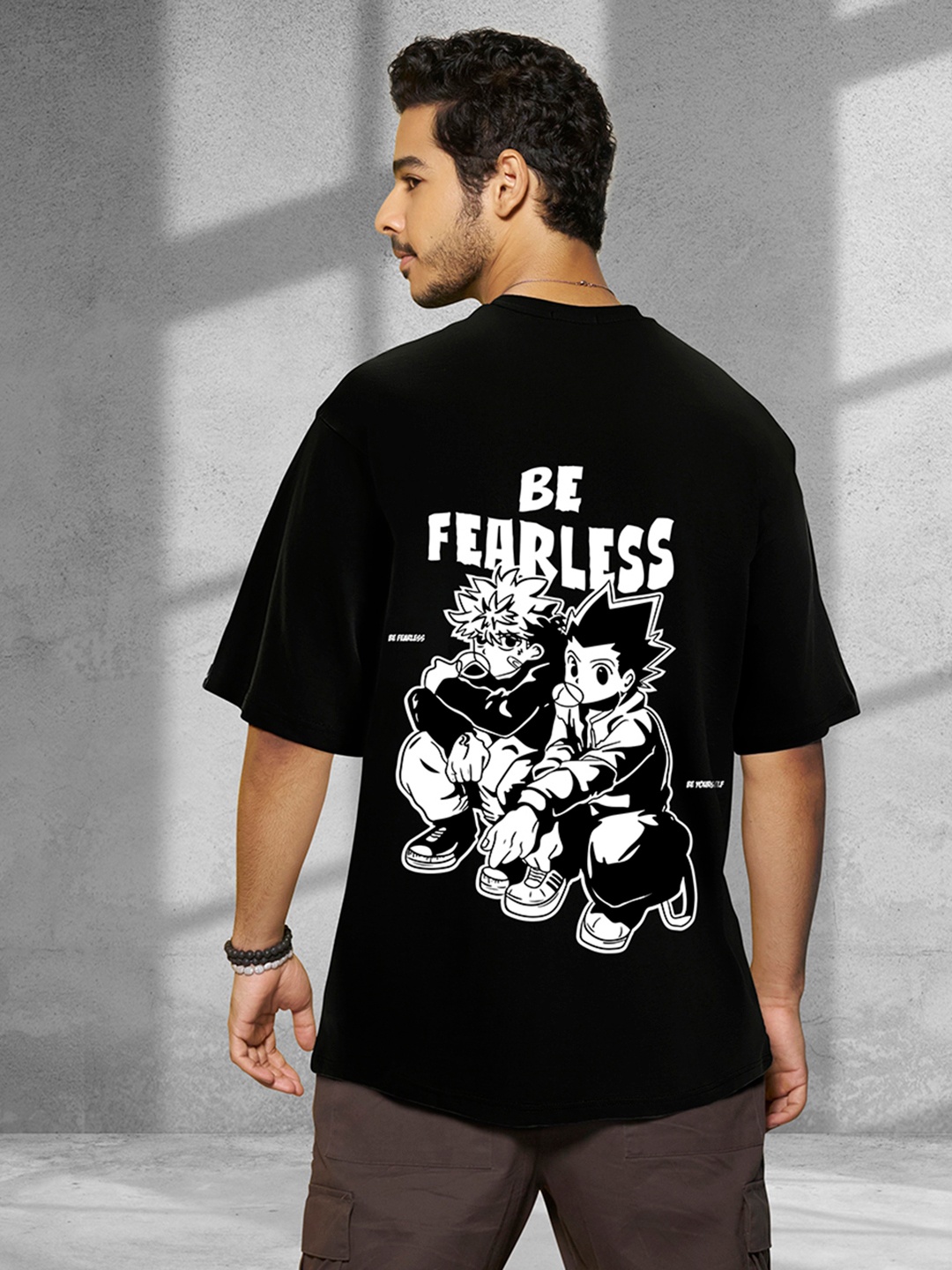 

Bewakoof Black Graphic Printed Oversized Cotton T-Shirt
