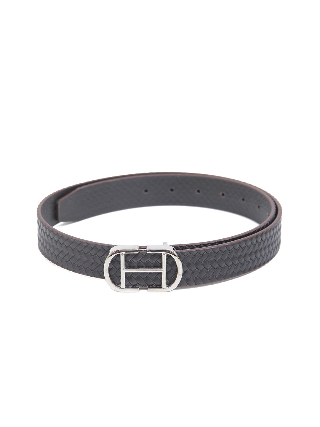 

Calvadoss Men Textured Leather Belt, Grey