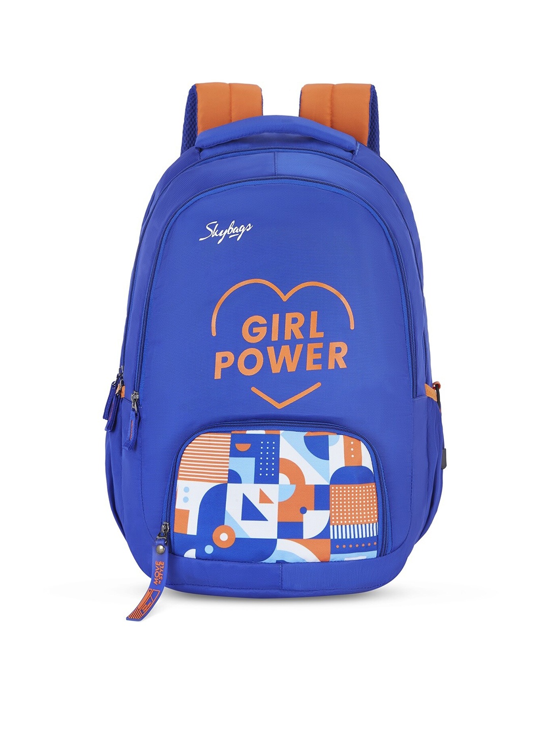 

Skybags Blue & Orange Typography Printed Backpack