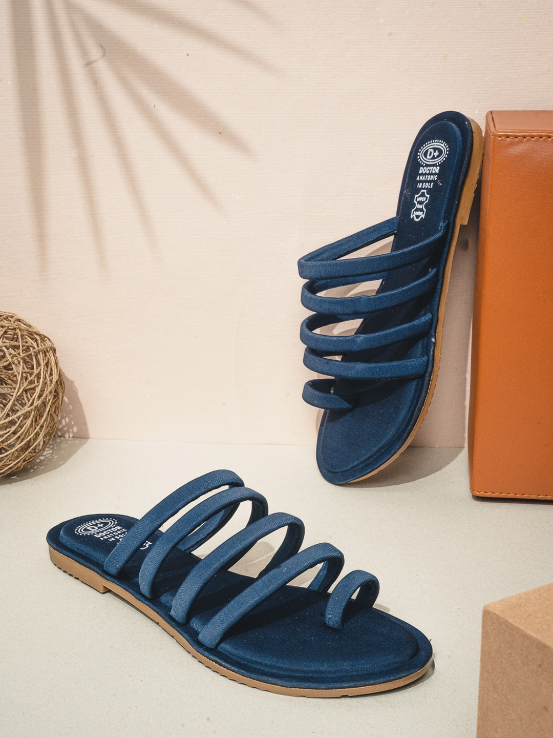 

NR By Nidhi Rathi Strappy One Toe Flats, Navy blue