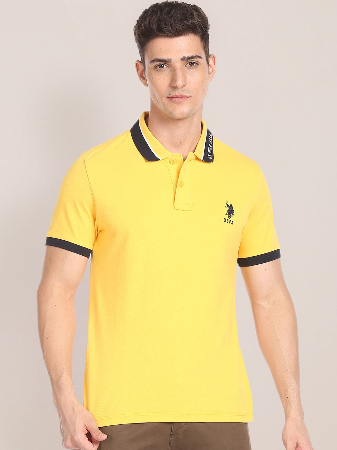 

U.S. Polo Assn. Polo Collar Slim Fit Pure Cotton T-shirt, Yellow