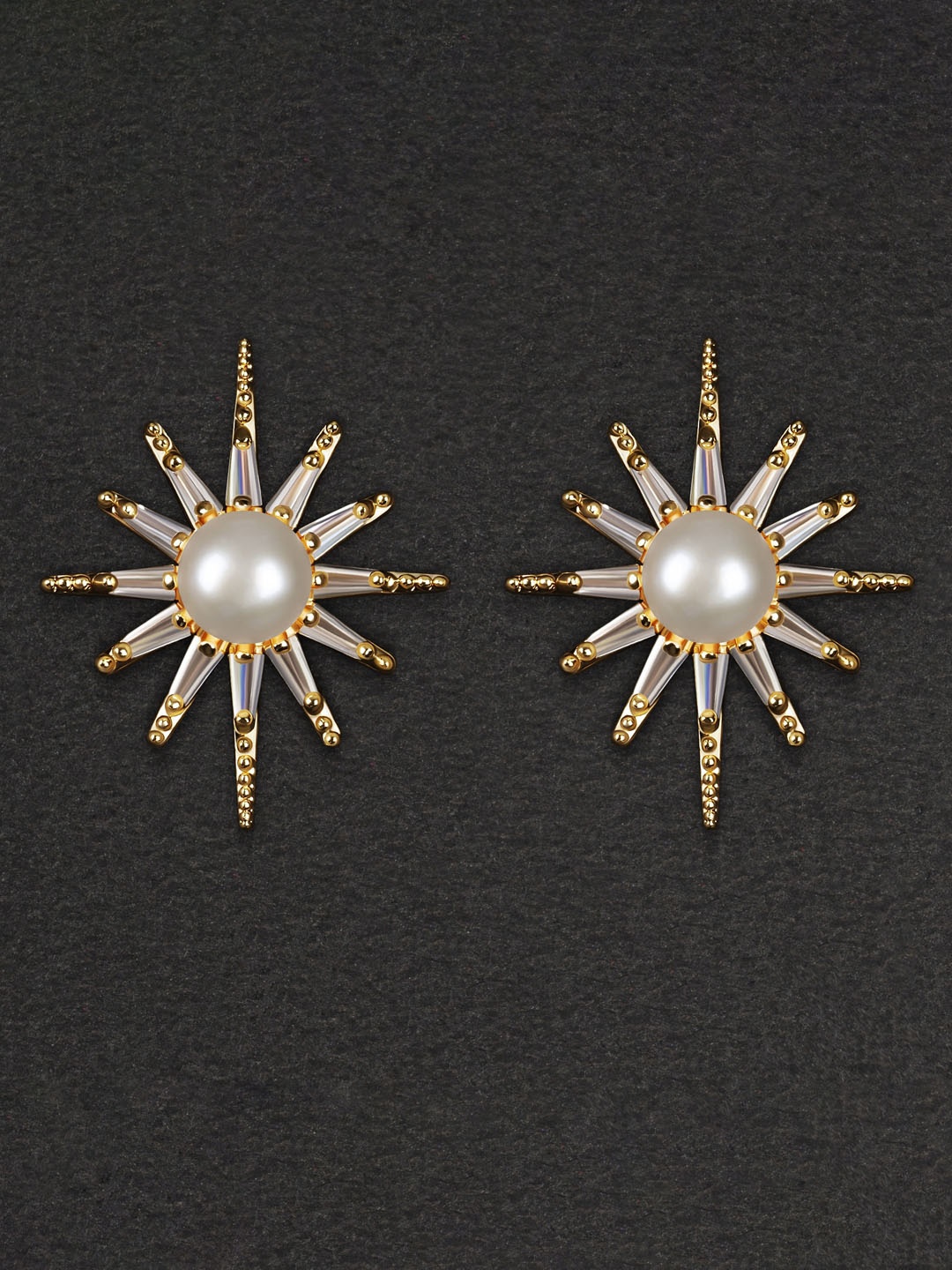 

anore Gold-Plated Pearls Circular Studs Earrings
