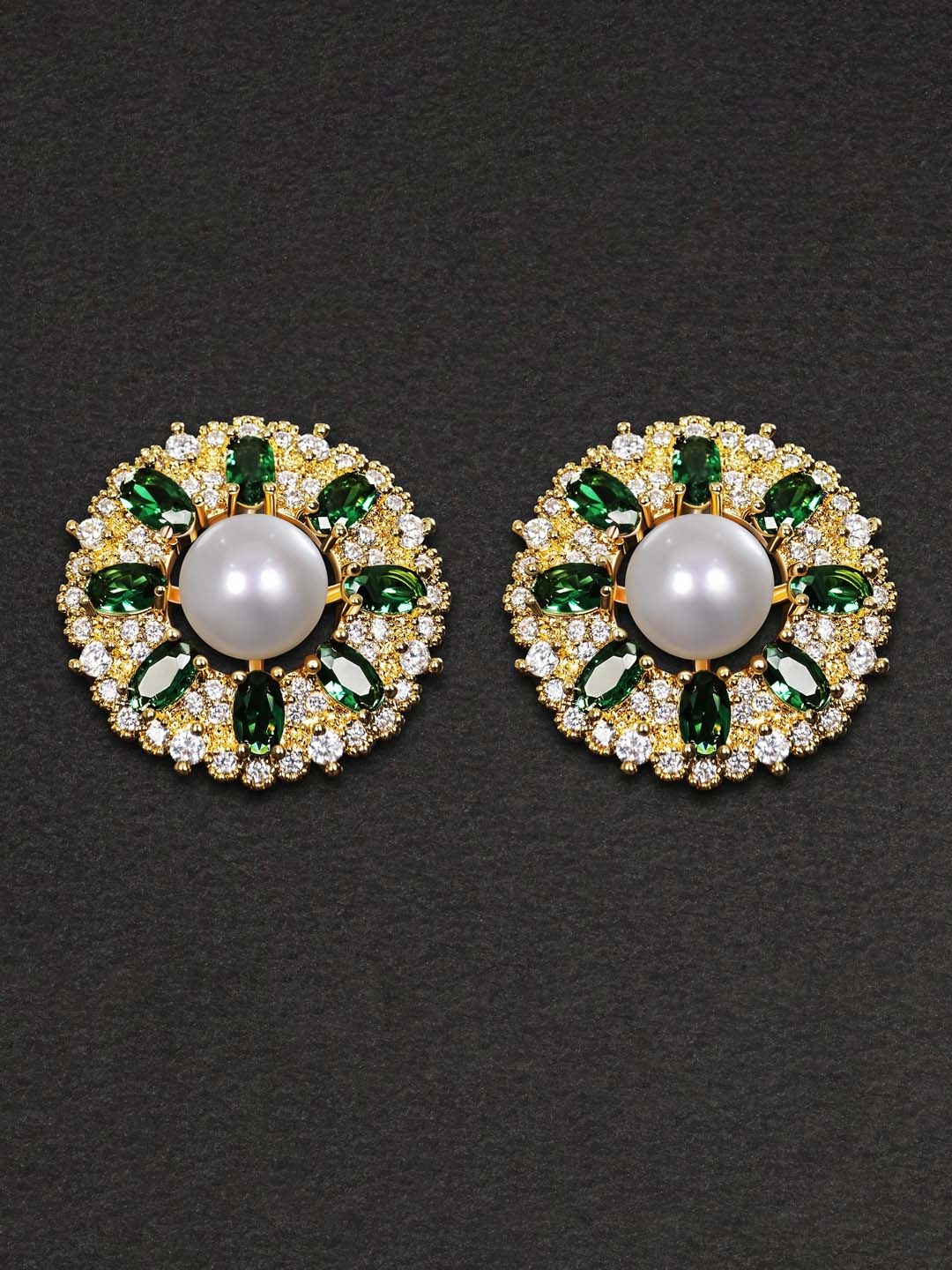

anore Gold-Plated Pearl Studs Earrings