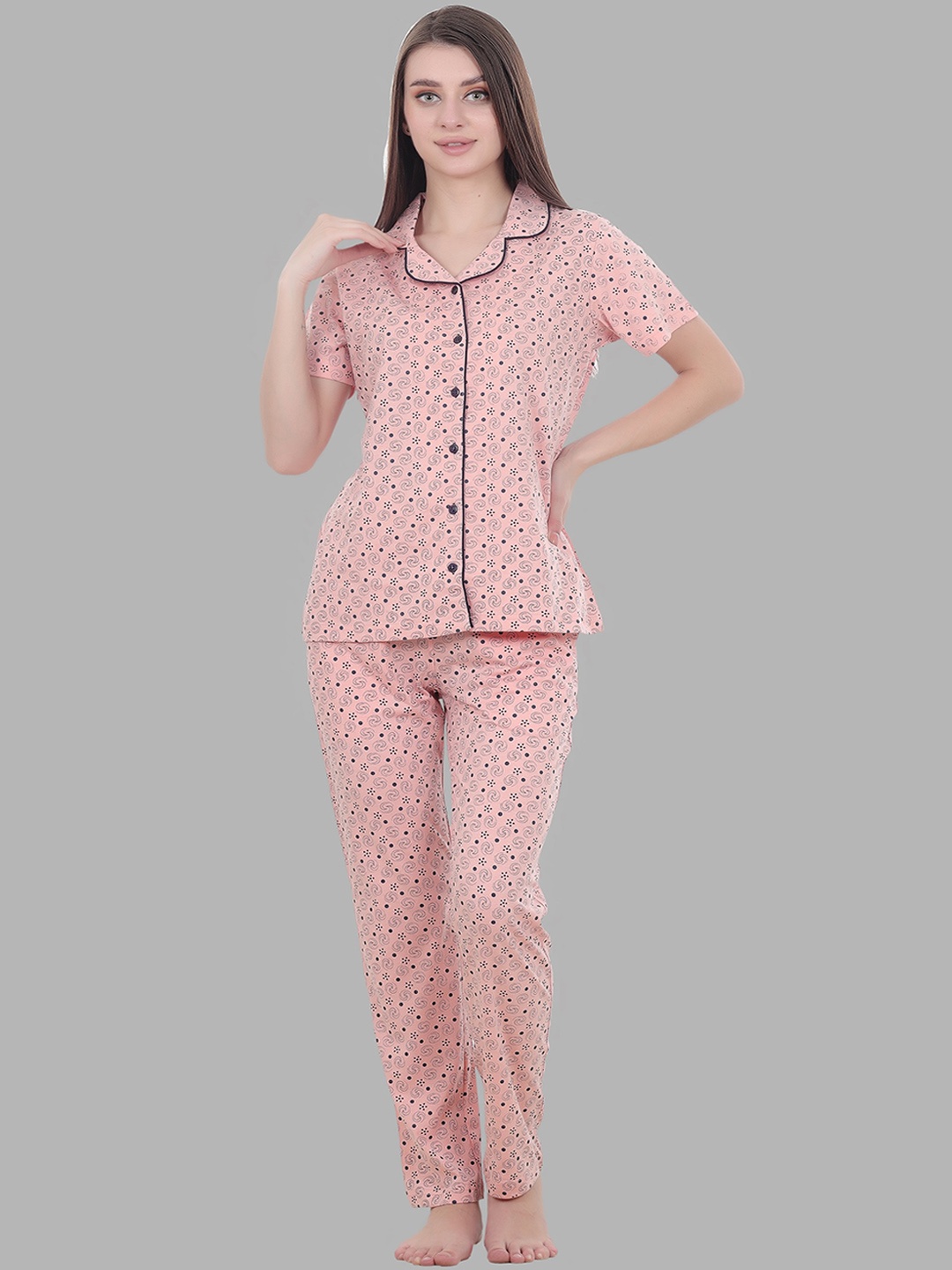 

FLOSBERRY Printed Night suit, Peach