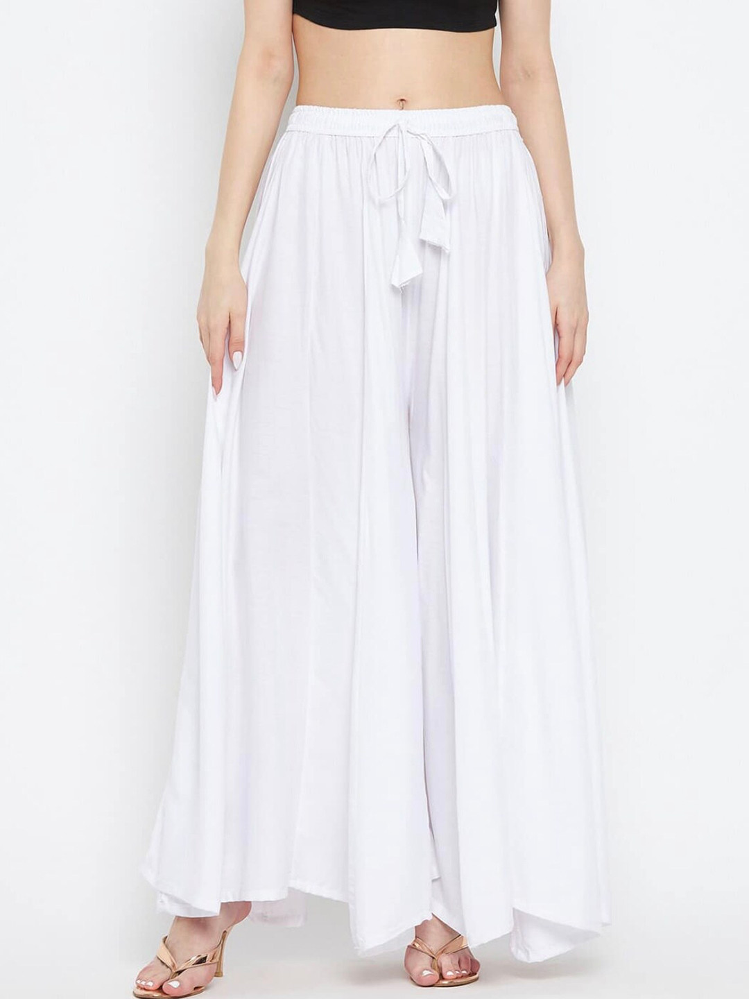 

BCZ Style Women Flared Palazzos, White