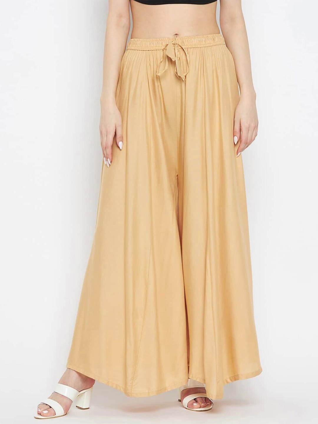 

BCZ Style Women Flared Palazzos, Beige