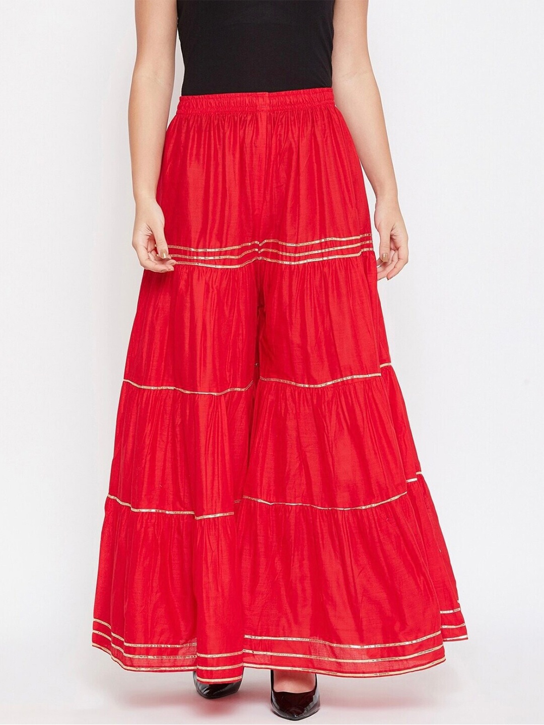 

BCZ Style Women Flared Ethnic Palazzos, Red