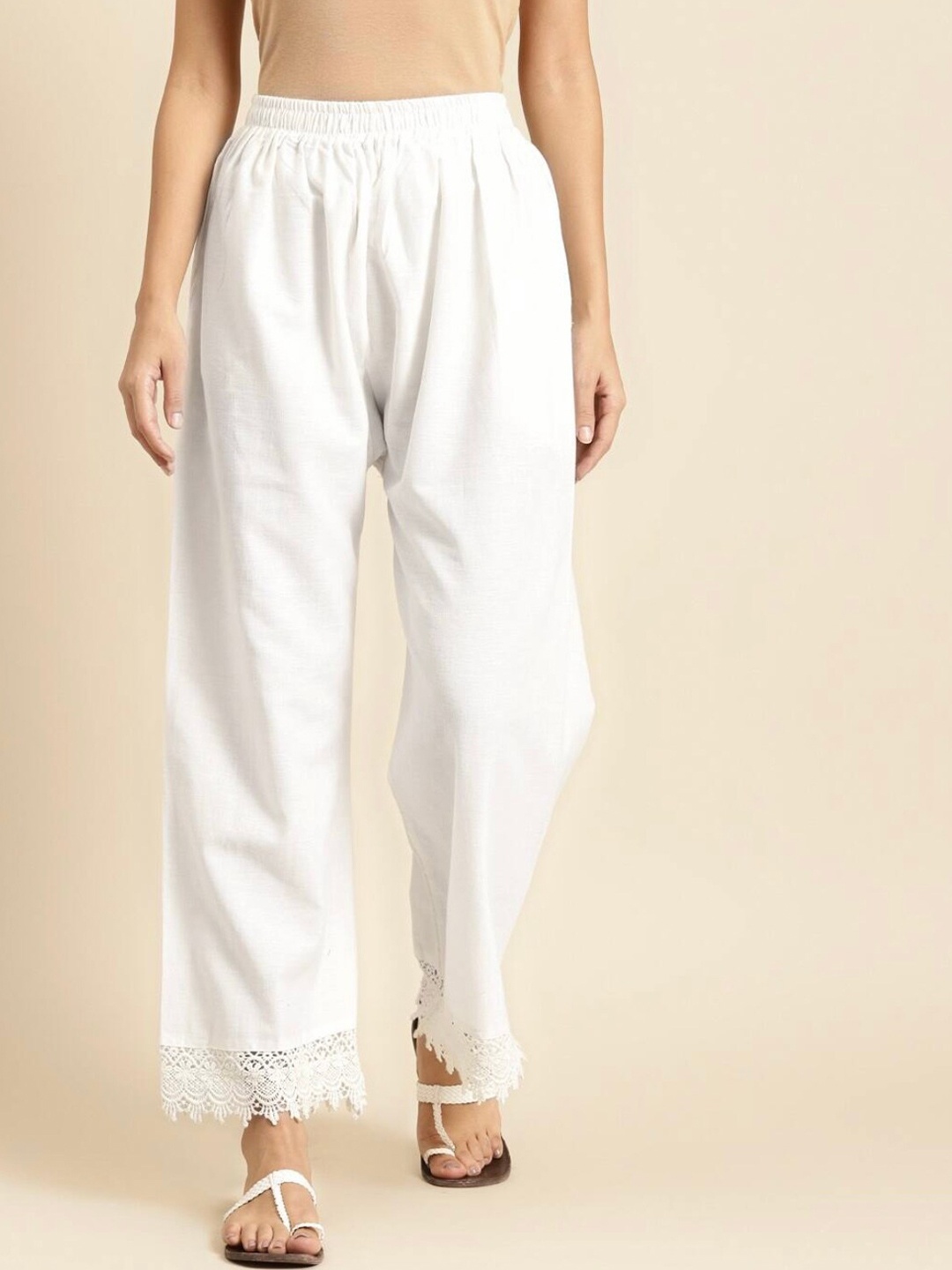 

BCZ Style Women Flared Palazzos, White