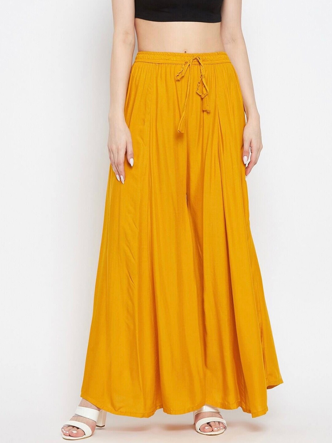 

BCZ Style Women Flared Palazzos, Yellow