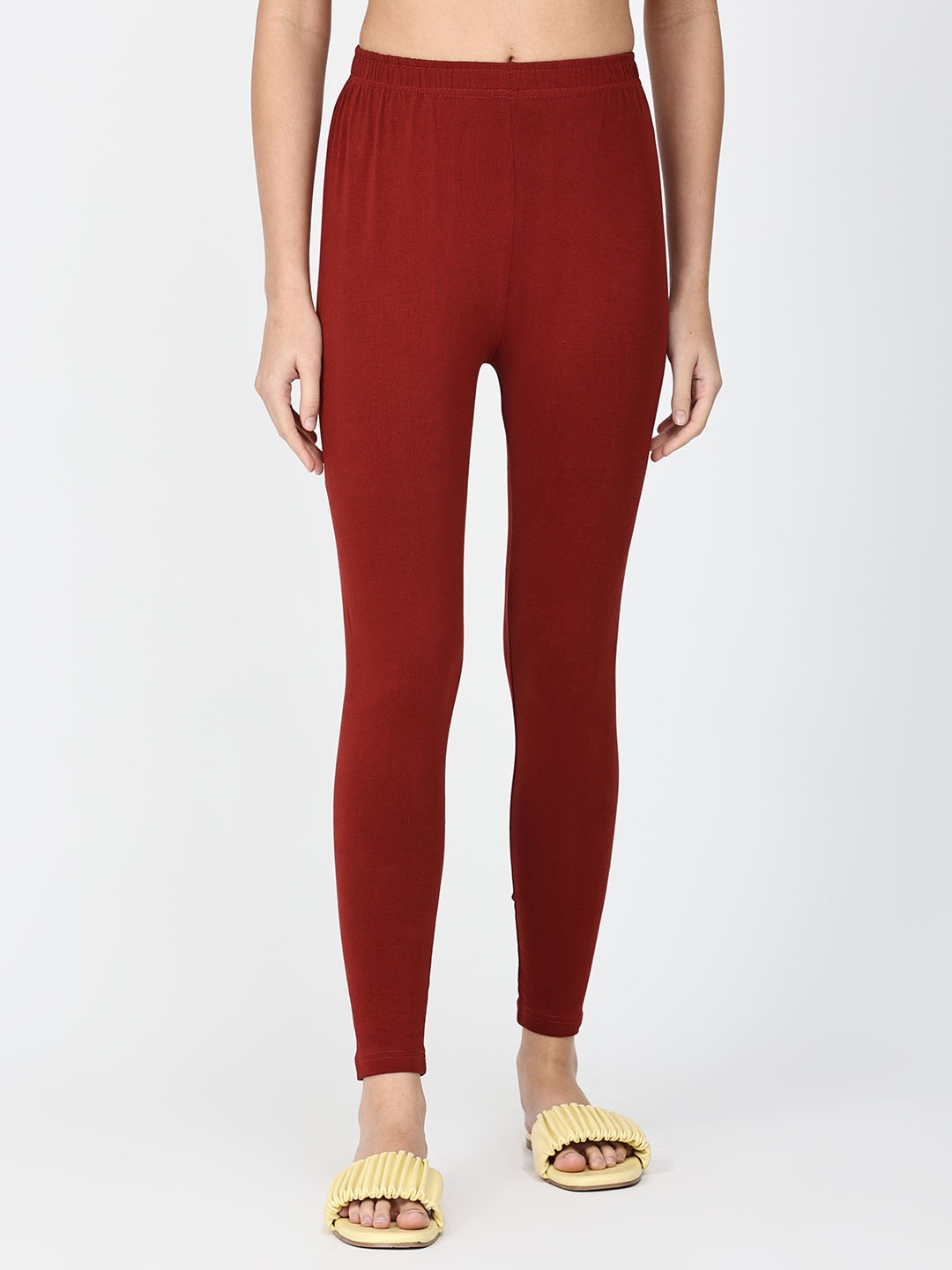 

Robinbosky Women Ankle- Length Leggings, Maroon