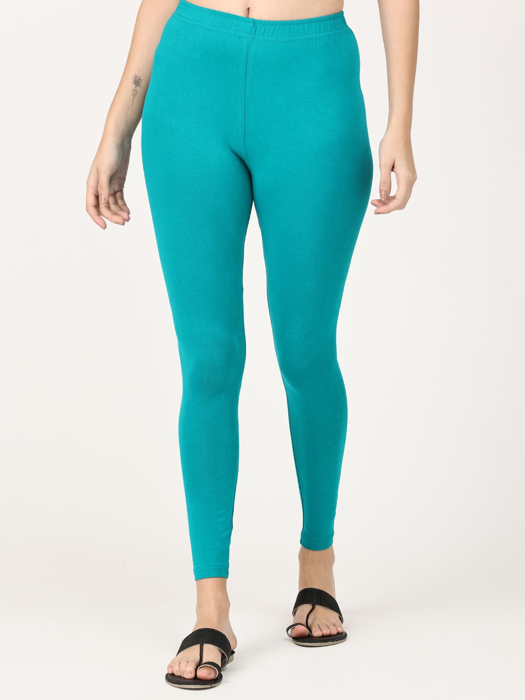 

Robinbosky Women Ankle Length Leggings, Sea green