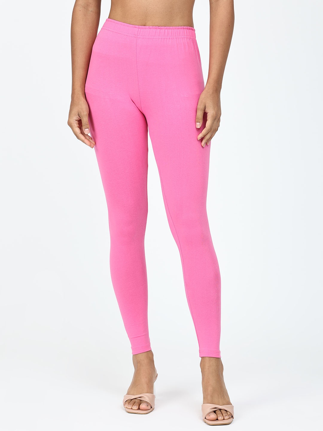 

Robinbosky Women Mid-Rise Stretchable Ankle-Length Leggings, Pink