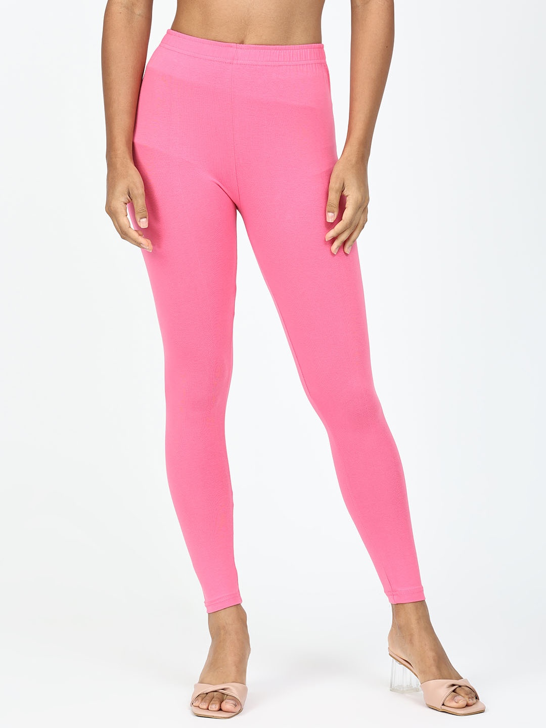 

Robinbosky Women Cotton Stretchable Ankle leggings, Pink