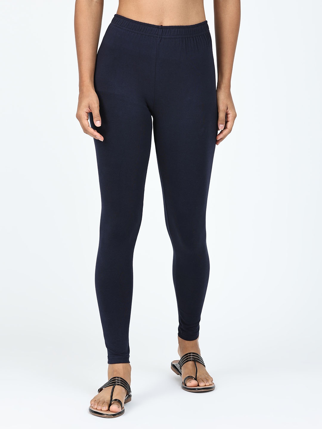 

Robinbosky Women Ankle Length Cotton Lycra Leggings, Navy blue