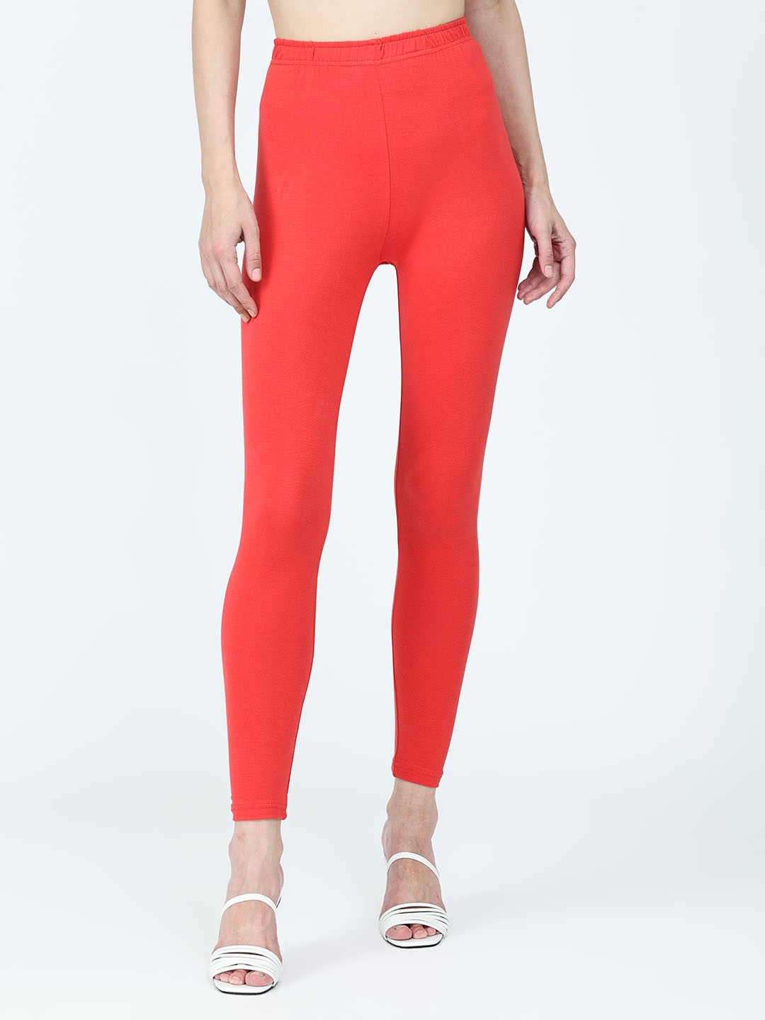 

Robinbosky Women Stretchable Ankle Leggings, Red