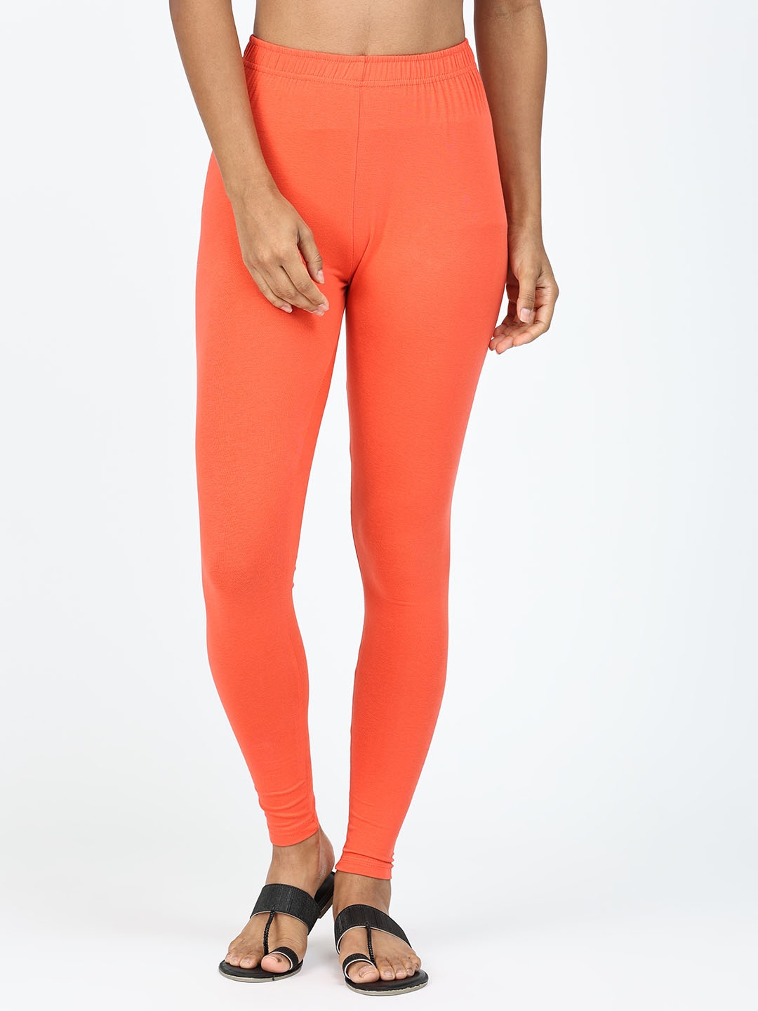 

Robinbosky Women Stretchable Ankle-Length Leggings, Orange
