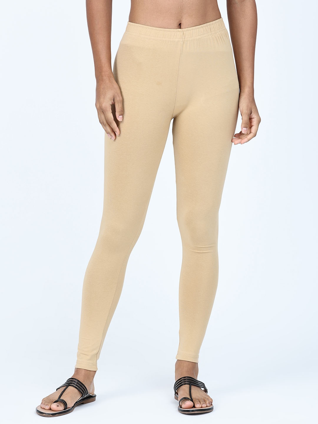 

Robinbosky Women Ankle Length Anti Pilling Leggings, Beige