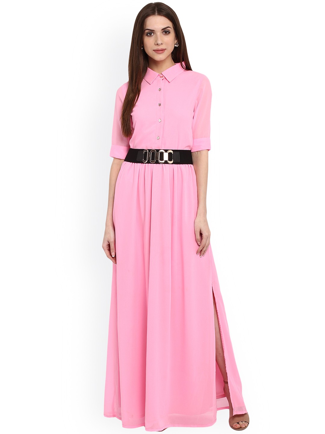 

La Zoire Women Pink Solid Maxi Dress